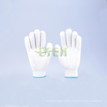 7 Pins Natural White Cotton Gloves for Construction, Winter Knitted Cotton Gloves